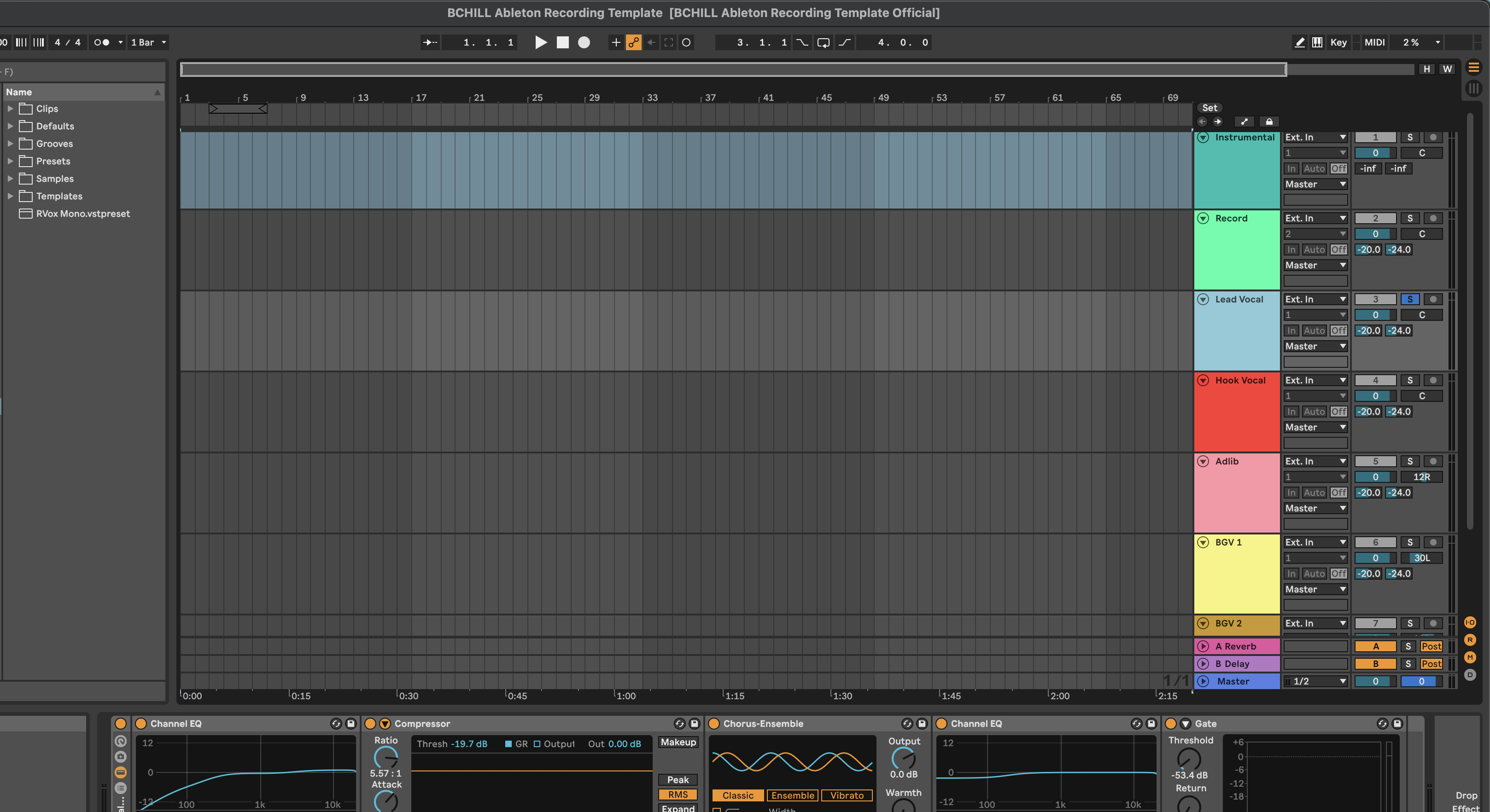 Ableton Live Recording Template (Stock Plugins)