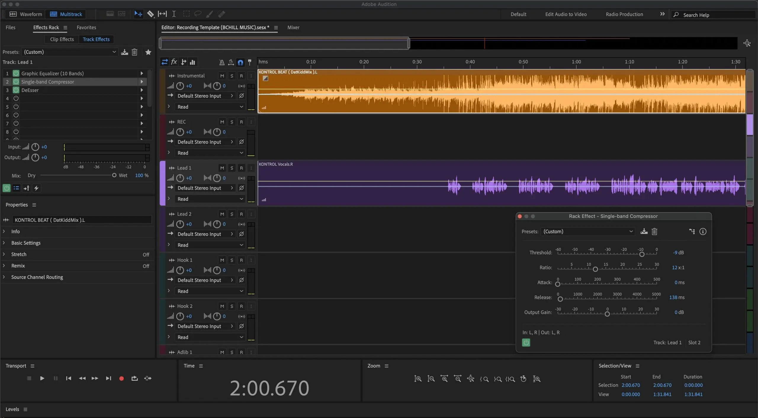 Adobe Audition Recording Template (Stock Plugins)