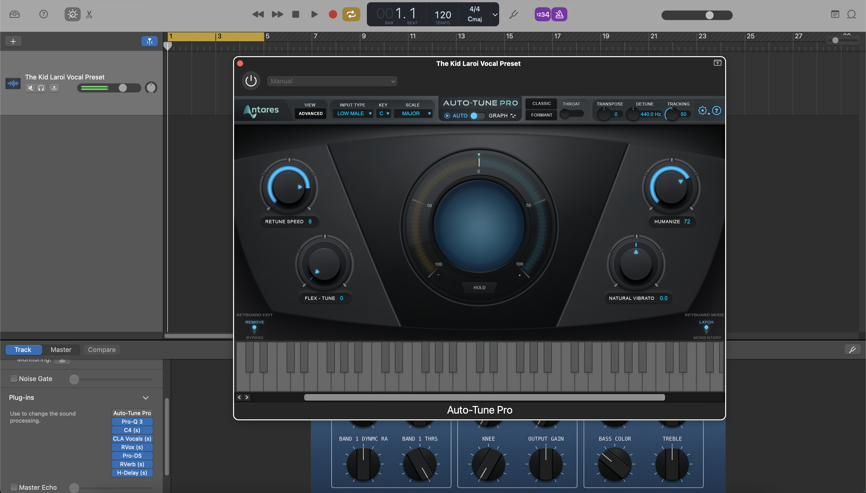 O Preset Vocal Kid Laroi para GarageBand