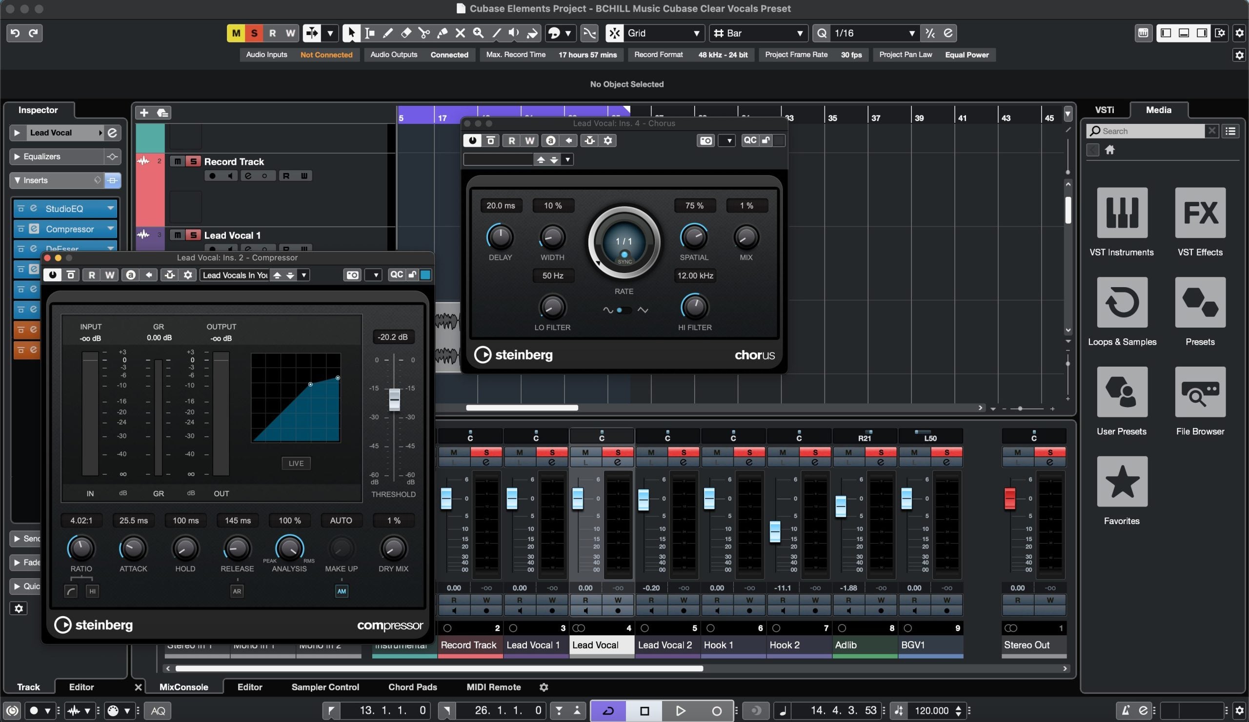 Clear Vocals Preset Cubase (Stock Plugins)