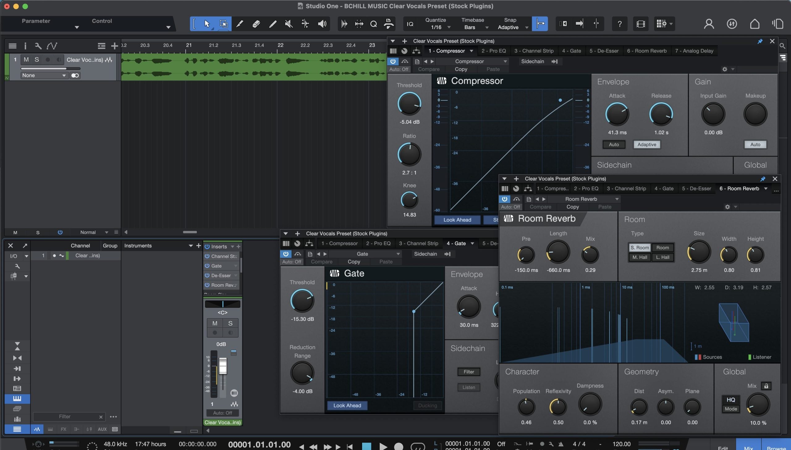 Clear Vocals Preset Studio One (Stock Plugins)