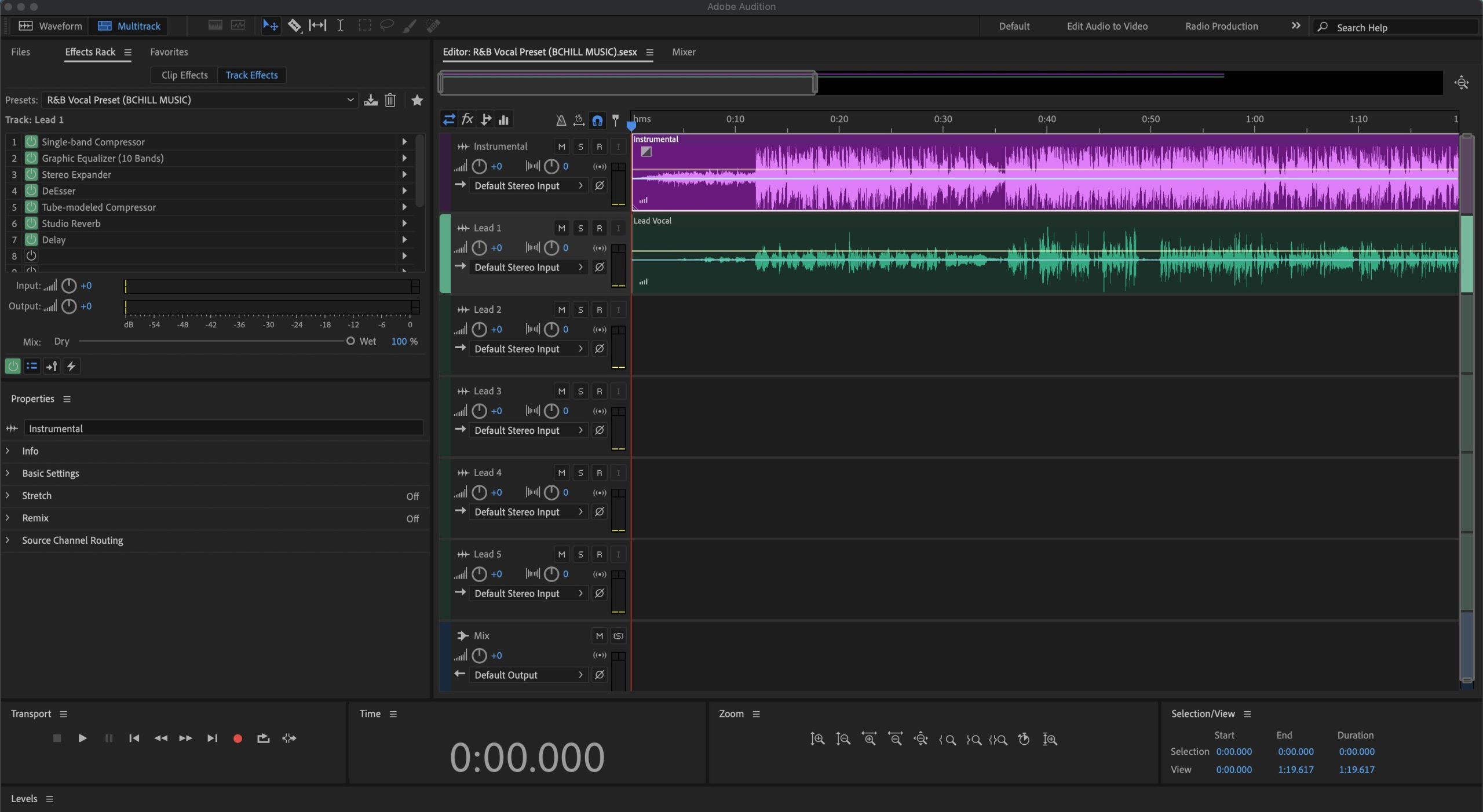 R&B Vocal Preset Adobe Audition (Stock Plugins)