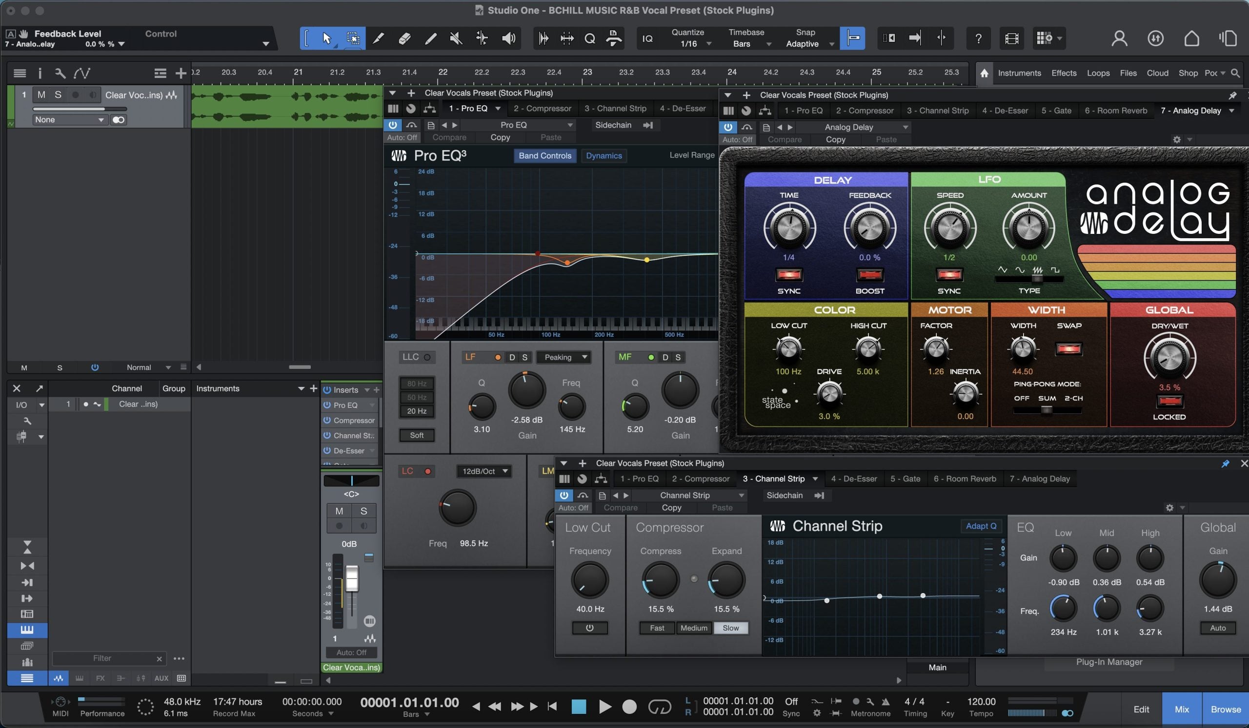 R&B Vocal Preset Studio One (Stock Plugins)