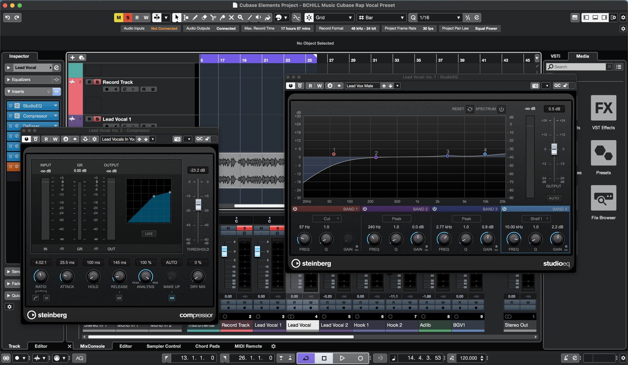 Rap Vocal Preset for Cubase (Stock Plugins)